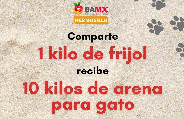 Dónde por cada kilo de frijol que lleven, ellos les entregaran 10 kilos de arena para gato, estaran de lunes a viernes de 8:00 am a 4:00 pm